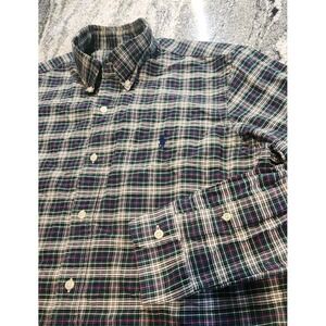 RALPH LAUREN PLAID BUTTON DOWN MENS LARGE CLASSIC FIT BLUE GREEN PINK LONG SLEEV